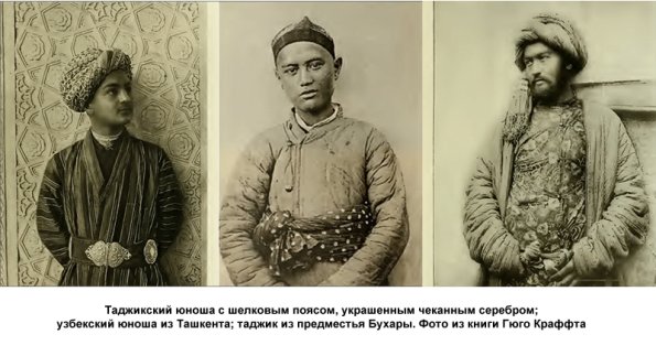1902 Таджикский юноша; узбекский юноша из Ташкента; таджик из предместья Бухары