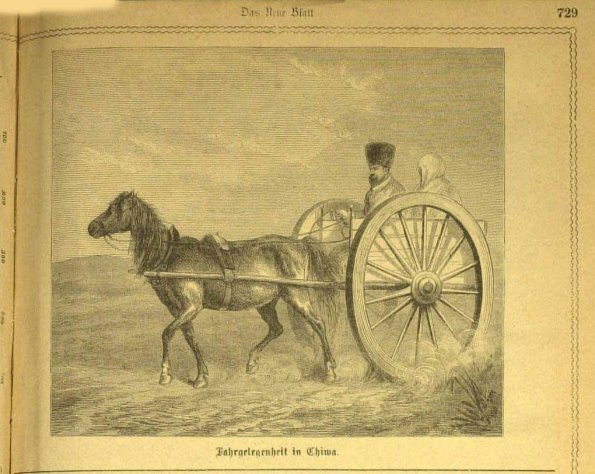 1873 Хива Супружеская Пара на Повозке Гаврюра из Немецкого Географического Журнала