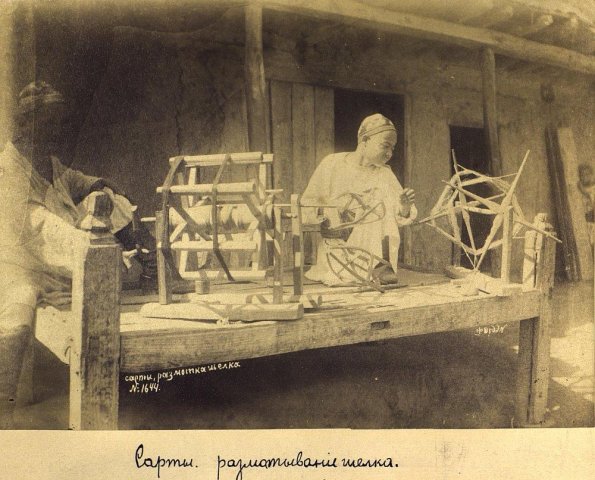 1875 Туркестан Сарты Разматывание Шелка Фото Ф Ордэна
