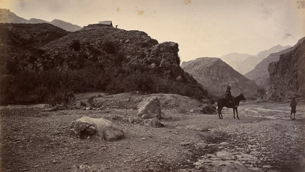 1879 View of Ali Majid Fortress from Brook 2, Reglar Troops of Peshavar Valley