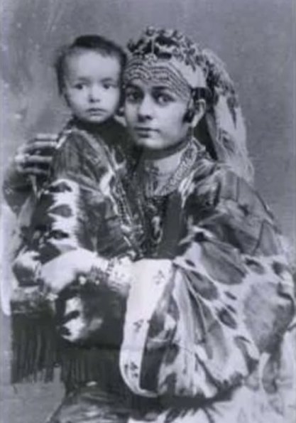 1895 Предпл Бухара Предпл Фото Женщины-еврейки с Ребенком