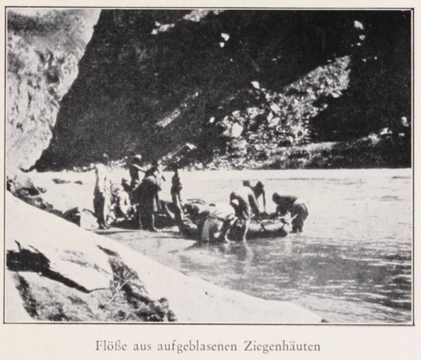 1900 Pamirs Crossing Brook on Bull Skins
