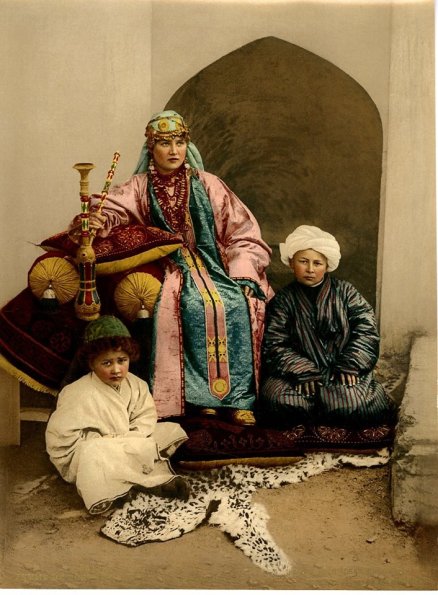 1904 Бухарская Семья Знаменитое Фото Раскрашенное