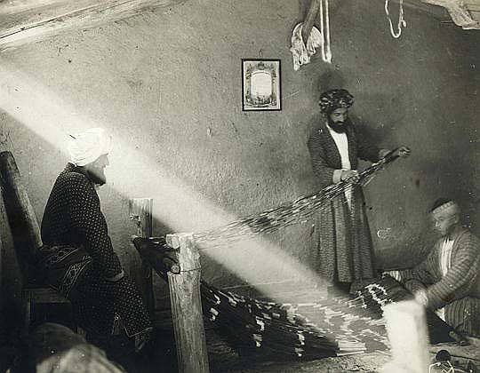 1905 Samarkand Silk Ikat Weaving