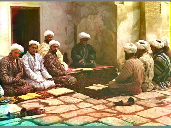 1911 Samarkand Bukharan Medrese Students and Ahmad Donish (Ahmad-Kalla), Also Bukharan