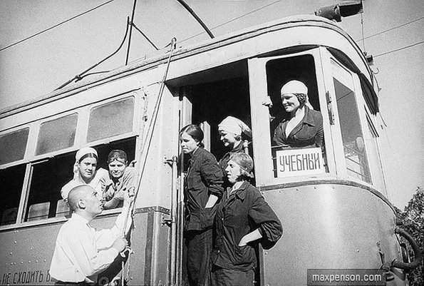 1935 Ташкент Учащиеся Вождения Трамвая