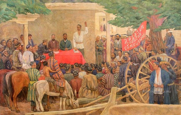 1935 Узбекистан Картина Н Г Карахана Да Здравствует Советская Республика
