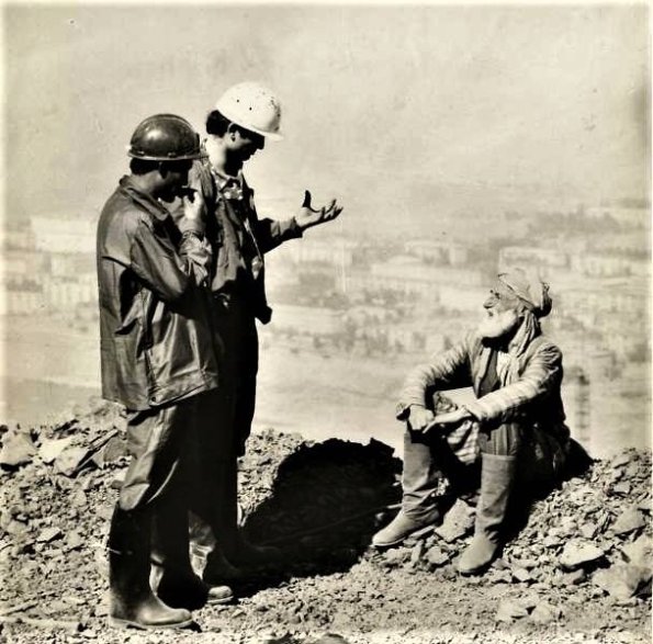 1972 Nurek Workers and Old Tajik Man