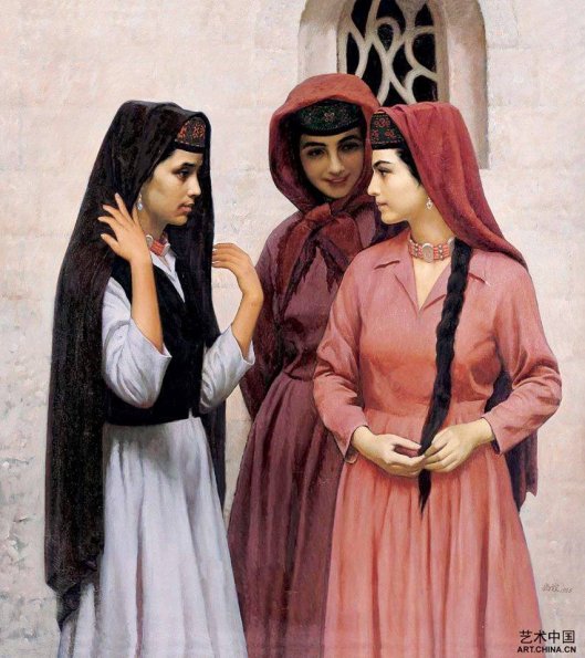 1990 Tajic Girls by Cheneese Artist Czin Shanyi